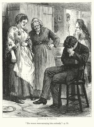 "The women were surveying him curiously" (engraving)