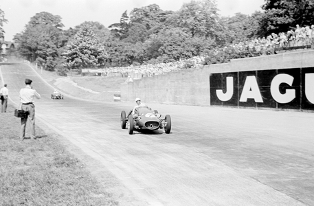 Stirling Moss in the unloved Cooper-Alta Special (b/w photo)