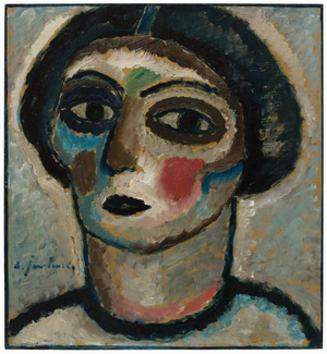 Frauenkopf (Woman's Head), 1913 (oil on particle board)