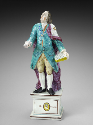 Figure of Benjamin Franklin, c. 1782-1795 (lead-glazed earthenware (pearlware) with overglaze enamel)