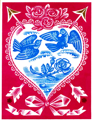 Be my Valentine, 1957 (wood engraving)