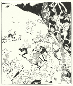 Four and twenty tailors went to kill a snail (engraving)