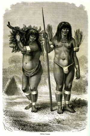 Couple of Ticuna Indians from Peru, 1866 (engraving)