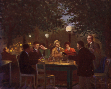 A "Heurigen" Party (colour litho)