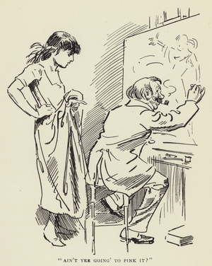 "Ain't yer going' to pink it?" (litho)