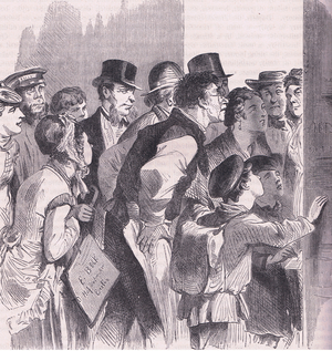 Reading the news in Berlin, Cassells History of the War between France and Germany published by Cassell and Company Limited, c.1890 (litho)