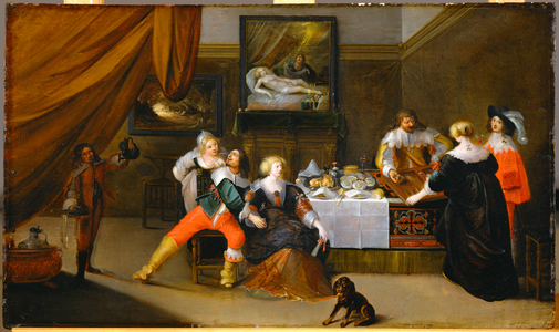 Society scene, a picture of Danae on the rear wall (painting on oakwood)