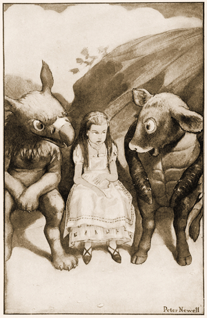 "Alice began telling them her adventures", illustration for Lewis Carroll's Alice's Adventures in Wonderland, 1901 (litho)