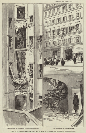 The Dynamite Outrage in Paris at 39, Rue de Clichy, the Result of the Explosion (engraving)