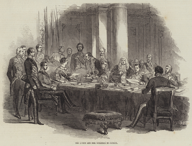 The Queen and her Ministers in Council (engraving)