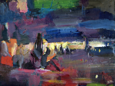 Figures on the beach, 2024 (gouache on paper)