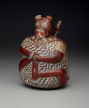 Vessel depicting a wounded warrior, Early Intermediate period, Nazca Phase 7, c.500-600 (ceramic)