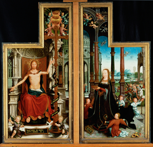 Christ and the Virgin. Closed state of the polyptych  of the Glorification of the Holy Trinity (painting on wood)