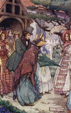 Illustration for Cranford by Mrs Gaskell (colour litho)