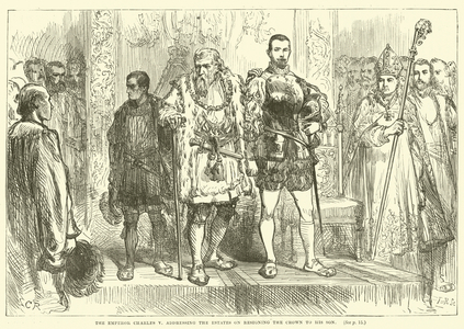 The Emperor Charles V addressing the Estates on Resigning the Crown to his Son (engraving)