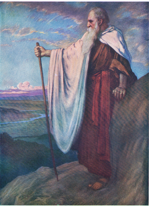The death of Moses, from The Bible Picture Book published by Thomas Nelson, c.1950 (litho)
