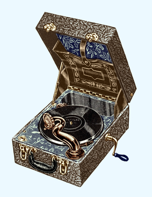 Early record player. Phonograph.