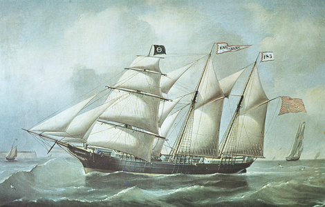 American Sailing Ship 'Engelbert' (colour litho)