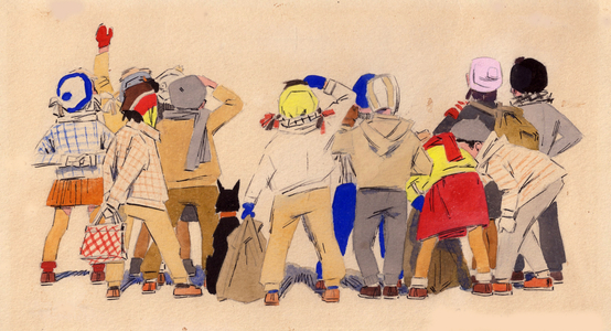 Illustration from 'The Children's Bus' by Zinaida Aleksandrova, 1957 (watercolour on paper)