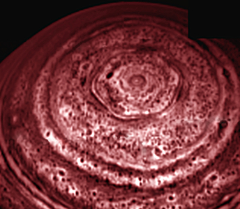 six-sided feature encircling the north pole of Saturn near by the visual and infrared mapping spectrometer on NASA's Cassini spacecraft.