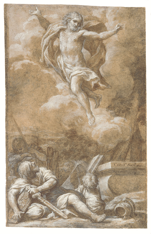 The Resurrection (black chalk, pen & brown ink, brown wash heightened with white on light brown paper)