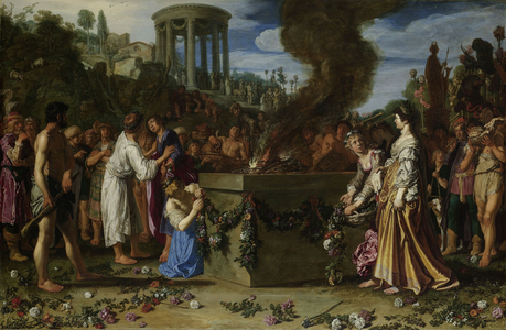 Orestes and Pylades Disputing at the Altar, 1614 (oil on panel)
