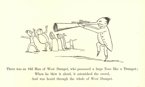 There was an Old Man of West Dumpet, who possessed a large Nose like a Trumpet (litho)