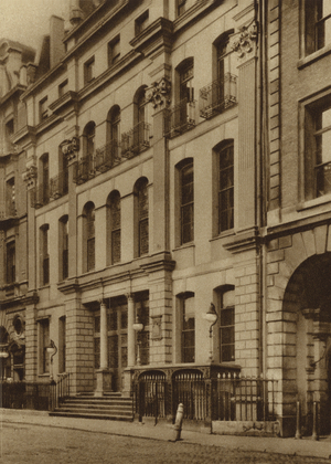 Outside the headquarters of British boxing: the National Sporting Club in Covent Garden (b/w photo)