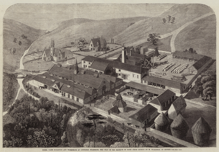 Model Farm Buildings and Workshops at Longleat, Wiltshire, the Seat of the Marquis of Bath (engraving)