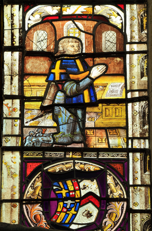Sir John Shelton, east window, Church of St Mary, Shelton, Norfolk (stained glass)