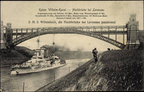 Levensau, SMS Wittelsbach passes high bridge