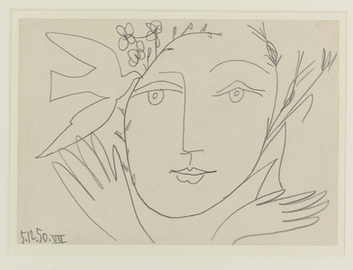 Le Visage de la Paix: Colombe, Visage, Mains et fleur, 1950 (pencil on paper)