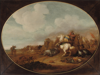 A cavalry skirmish (oil on panel)