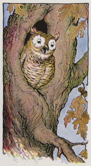 Aesop's Fables: The Owl and the Grasshopper (colour litho)