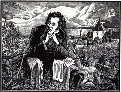 Franz Schubert sitting with