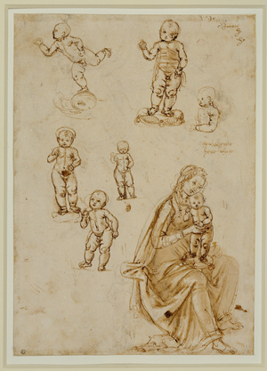 Six children;the Virgin and child …