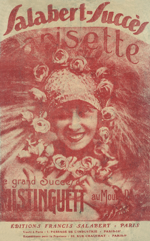 Cover of score of song "Parisette" by Mistinguett 1928