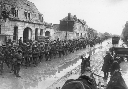 Soldiers Ready to March Out, 1916 (b/w photo)