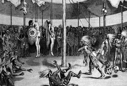 Initiation Rites of young warriors of the Mandan tribe, 1850