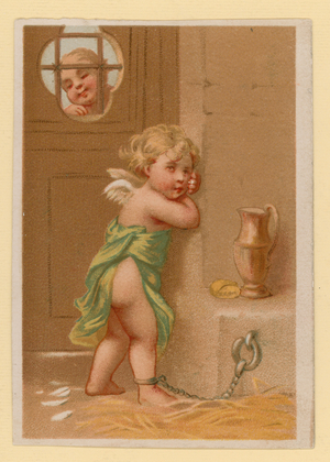 Putto playing (chromolitho)