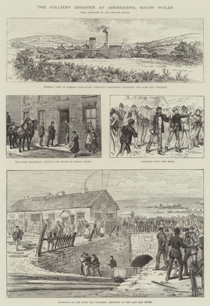 The Colliery Disaster at Aberkenfig, South Wales (engraving)