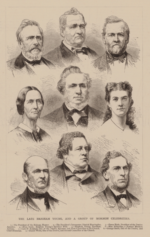 The Late Brigham Young, and A Group of Mormon Celebrities (engraving)