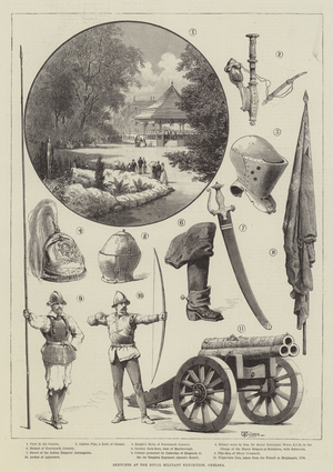 Sketches at the Royal Military Exhibition, Chelsea (engraving)