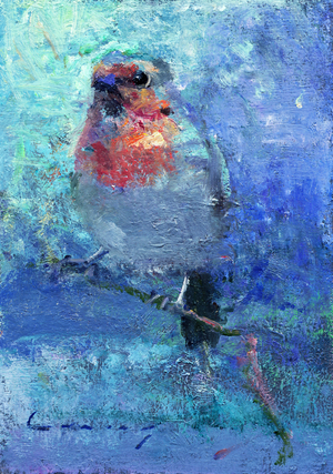 Robin (oil on board)