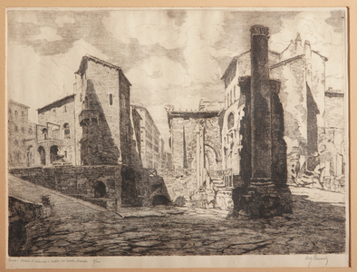 Rome, Porticus of Octaviae, and the Ruins of Marcellus' Theatre (etching on paper)