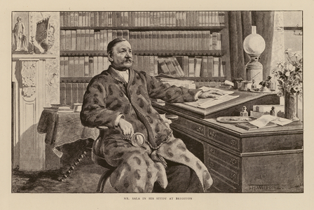 George Augustus Sala, English author in his study, Brighton (engraving)