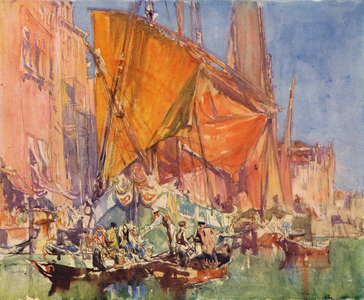 Venice: The Riva (colour litho)