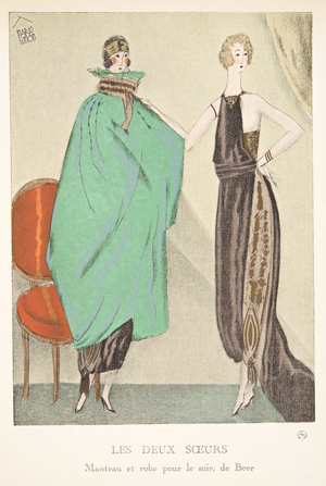 Les Deux Soeurs, from a Collection of Fashion Plates, 1920 (pochoir print)