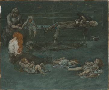 Park Bench At Night, 1909 (pastel on paperboard)