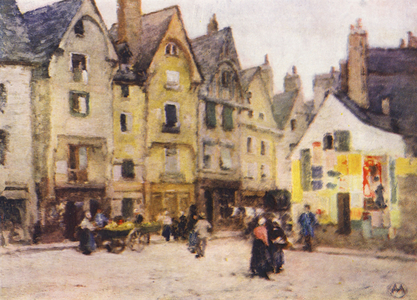 Place Plumereau, Tours (colour litho)
